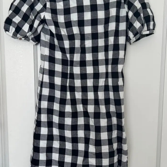 LOFT Black & White Gingham Button V-Neck Dress Size XL - Picture 6 of 9